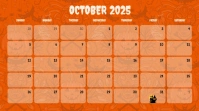 Red Maximalist Halloween October Calendar Digital Display (16:9) template