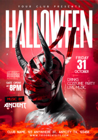 Red Maximalist Halloween Party A4 template