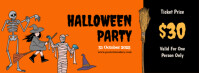 Red Maximalist Halloween Party Ticket Facebook Cover Photo template