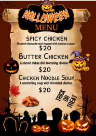 Red Maximalist Halloween Special Meun A3 template