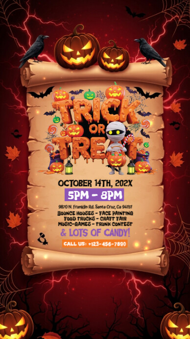 Copy of Red Maximalist Halloween Trick Or Treat Design Template ...