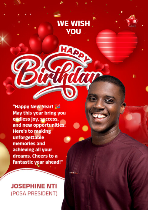Red Maximalist Happy Birthday Flyer A4 Template | PosterMyWall