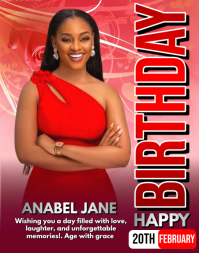 Red Maximalist Happy Birthday Flyer  Poster/wallboard template