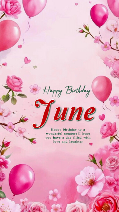 Red Maximalist Happy Birthday June Whatsapp Status Template | PosterMyWall