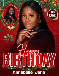 Red Maximalist Happy Birthday  Poster/wallboard template