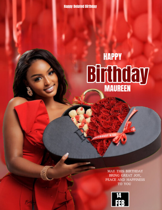Copy of Red Maximalist Happy Birthday Template With Cake Flyer (us ...