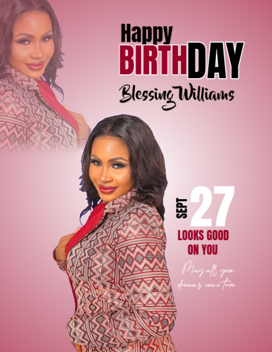 Copy of Red Maximalist Happy Birthday Templates Flyer (us Letter ...