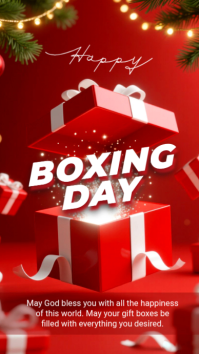 Red Maximalist Happy Boxing Day  Instagram Story template