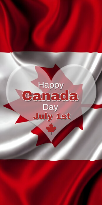 Red Maximalist Happy Canada Day Roll Up Banner 3' × 6' template