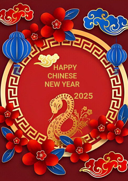 Plantilla de Red Maximalist Happy Chinese New Year A4 | PosterMyWall