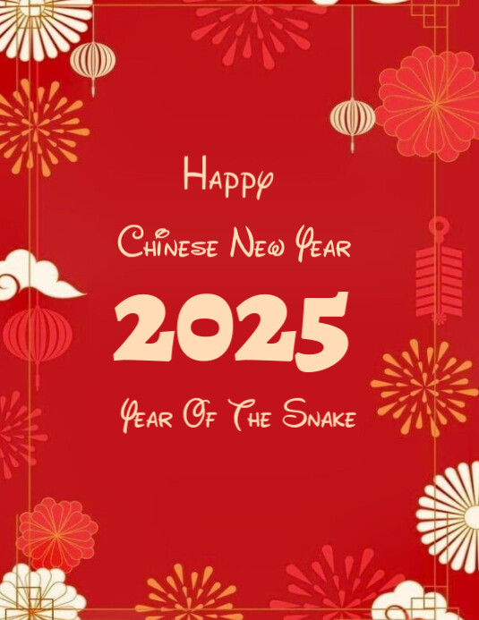 Red Maximalist Happy Chinese New Year Flyer (us Letter) Template ...