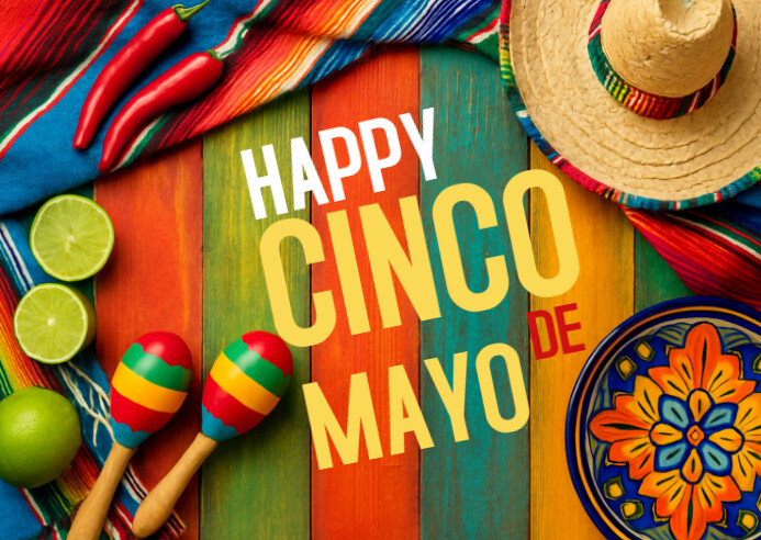 Red Maximalist Happy Cinco De Mayo/ Cinco De Mayo  Postcard Postal template