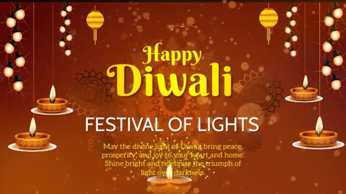 Red Maximalist Happy Diwali  Digital Display (16:9) template