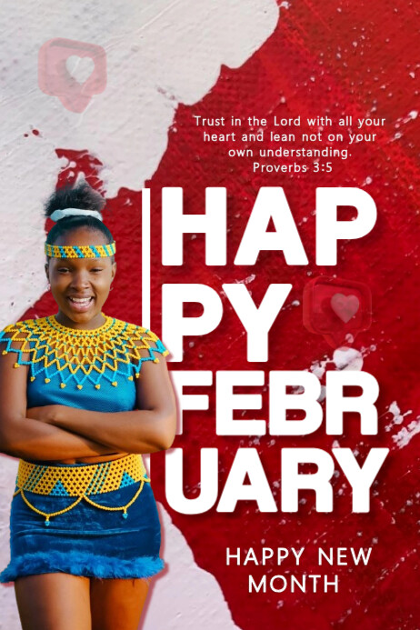 Copy of Red Maximalist Happy February Banner 4' × 6' | PosterMyWall