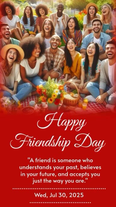 Red Maximalist Happy Friendship Day Instagram Story template