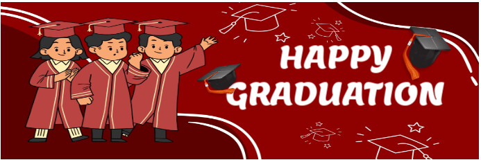 Red Maximalist Happy Graduation Banner 2' × 6' template