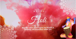 Red Maximalist Happy Holi Wish Video  Facebook Shared Image flyer template