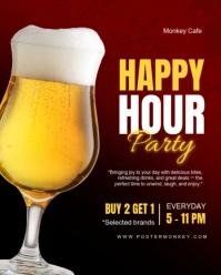 Red Maximalist Happy Hour Instagram Portrait template