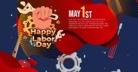 Red Maximalist Happy May Day Facebook Shared Image template