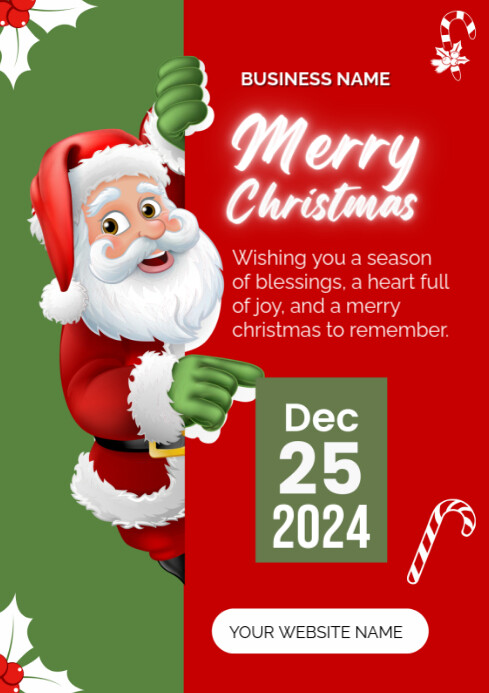 Copy of Red Maximalist Happy Merry Christmas A4 | PosterMyWall
