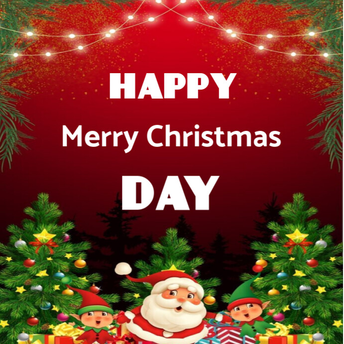 Red Maximalist Happy Merry Christmas Day Instagram Post Template ...