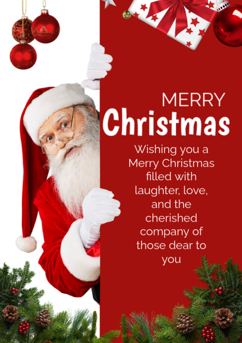 Red Maximalist Happy Merry Christmas Flyers A4 Template | PosterMyWall