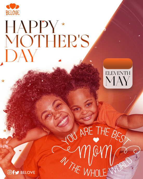 Red Maximalist Happy Mother'a Day Flyer Instagram Portrait template