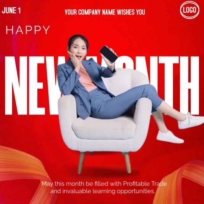 Red Maximalist Happy New Month Instagram Post Template | PosterMyWall