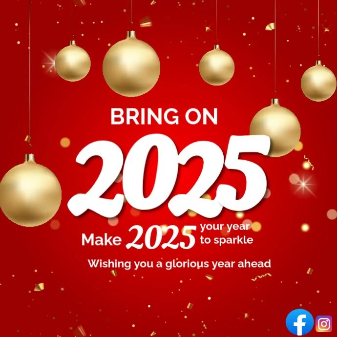 Red Maximalist Happy New Year 2025 Animation Instagram Post Template ...