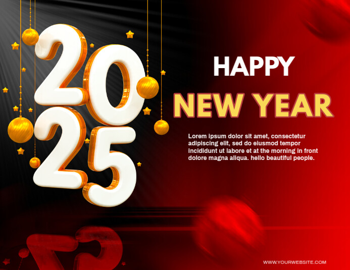 Red Maximalist Happy New Year 2025 Flyer (us Letter) Template ...