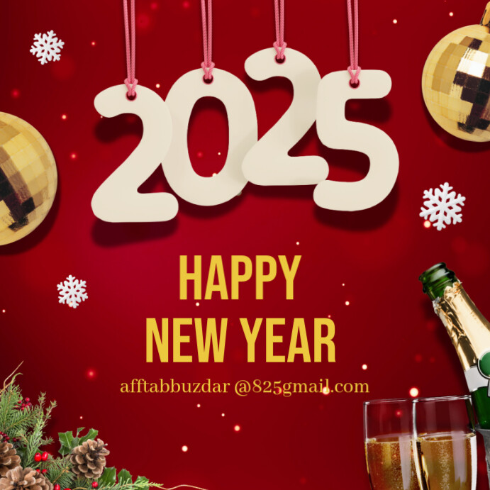 Plantilla de Red Maximalist Happy New Year 2025 Instagram Post ...