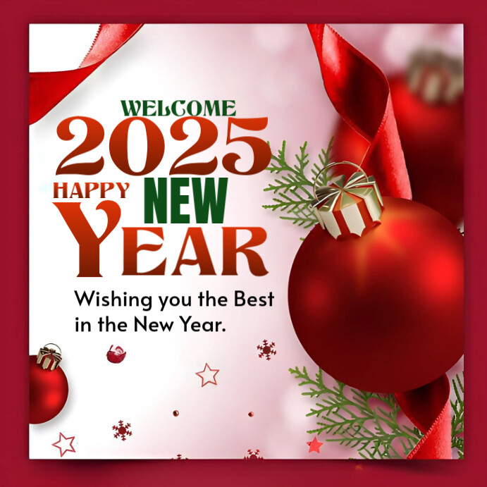 Red Maximalist Happy New Year 2025 Instagram Post Template | PosterMyWall