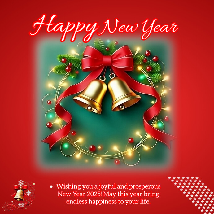 Red Maximalist Happy New Year Flyer Instagram Post Template | PosterMyWall
