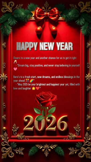 Copy of Red Maximalist Happy New Year Flyer Whatsapp Status | PosterMyWall
