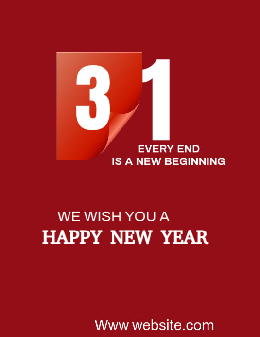 Red Maximalist Happy New Year Greetings  Flyer (us Letter) template