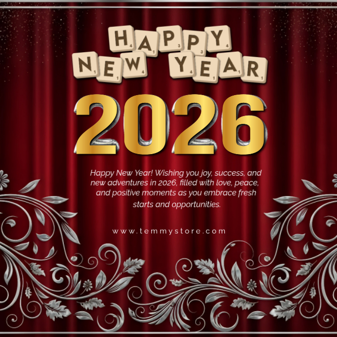 Red Maximalist Happy New Year Instagram Post Template | PosterMyWall