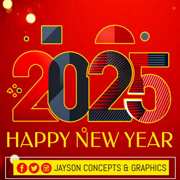 Red Maximalist Happy New Year Instagram Post Template | PosterMyWall