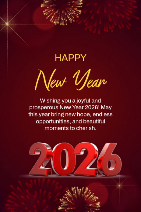 Plantilla de Red Maximalist Happy New Year Pinterest Graphic | PosterMyWall
