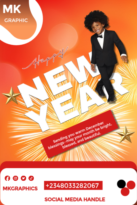 Red Maximalist Happy New Year Poster Template | PosterMyWall