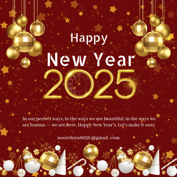 Red Maximalist Happy New Year Wish Templates Instagram Post | PosterMyWall