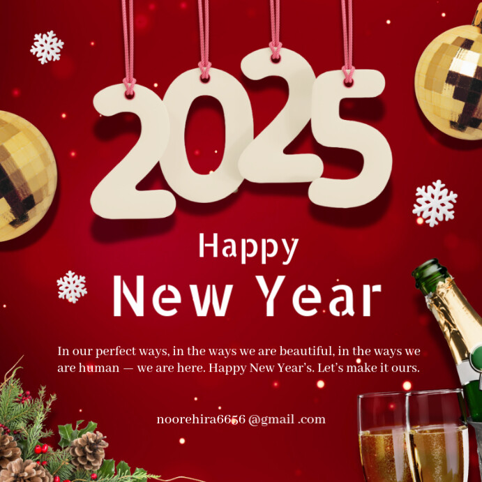 Red Maximalist Happy New Year Wish Templates Instagram Post | PosterMyWall