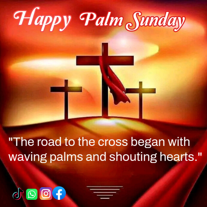 Red Maximalist Happy Palm Sunday  Instagram Post Iphosti le-Instagram template