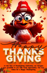 Red Maximalist Happy Thanksgiving Half Page Wide template
