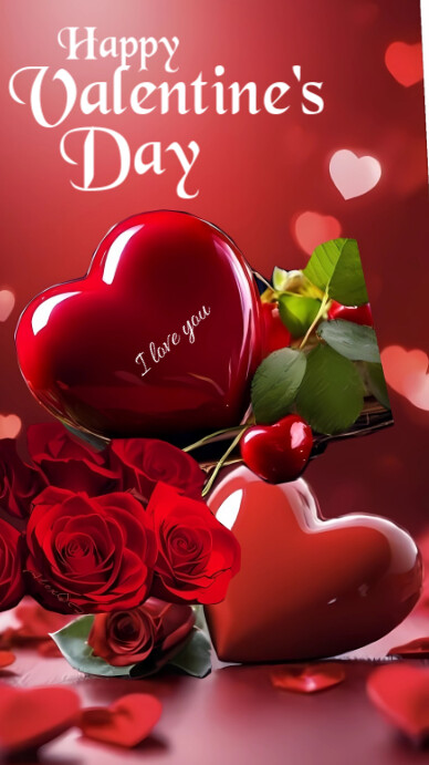 Red Maximalist Happy Valentine's Day Facebook Story template