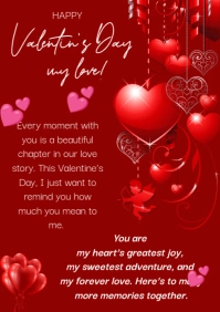 Red Maximalist Happy Valentine Card A5 template