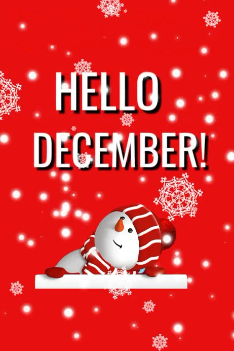 Red Maximalist Hello December Snowman Poster Template | PosterMyWall