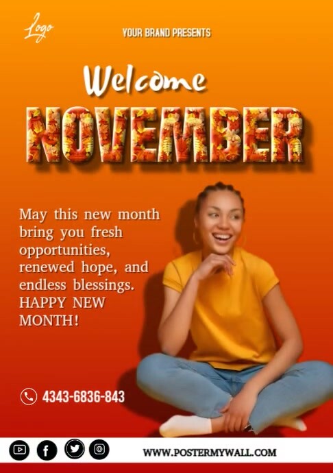 Red Maximalist Hello November  A4 template