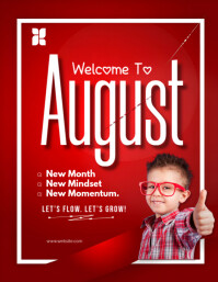 Red Maximalist Hello Welcome To August Flyer (us Letter) template