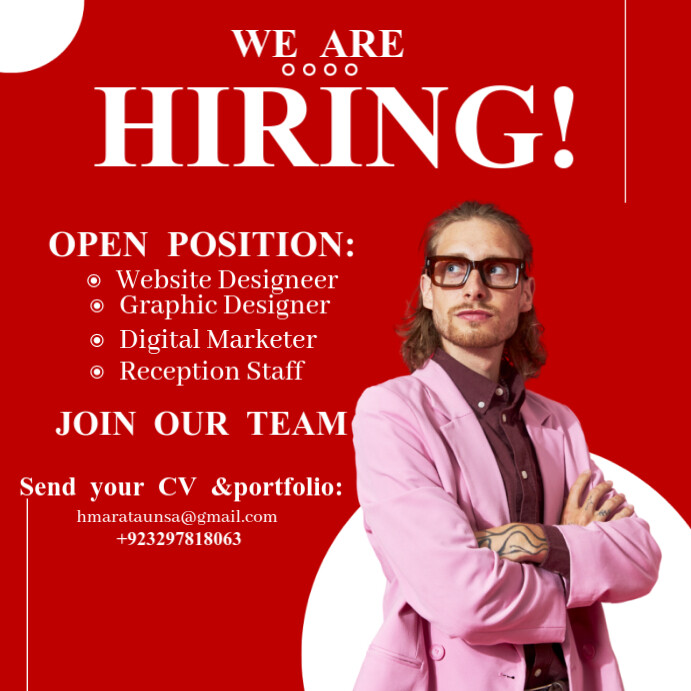 Red Maximalist Hirng A Job Application Instagram Post Template ...