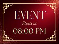 Red Maximalist Holiday Event Starts Specific Time Banner Festive Celebration Digital Winter Party Sc Znak podwórkowy template